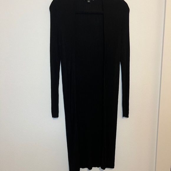 INC International Concepts Black Ribbed Long Duster Cardigan Size S - Picture 1 of 4